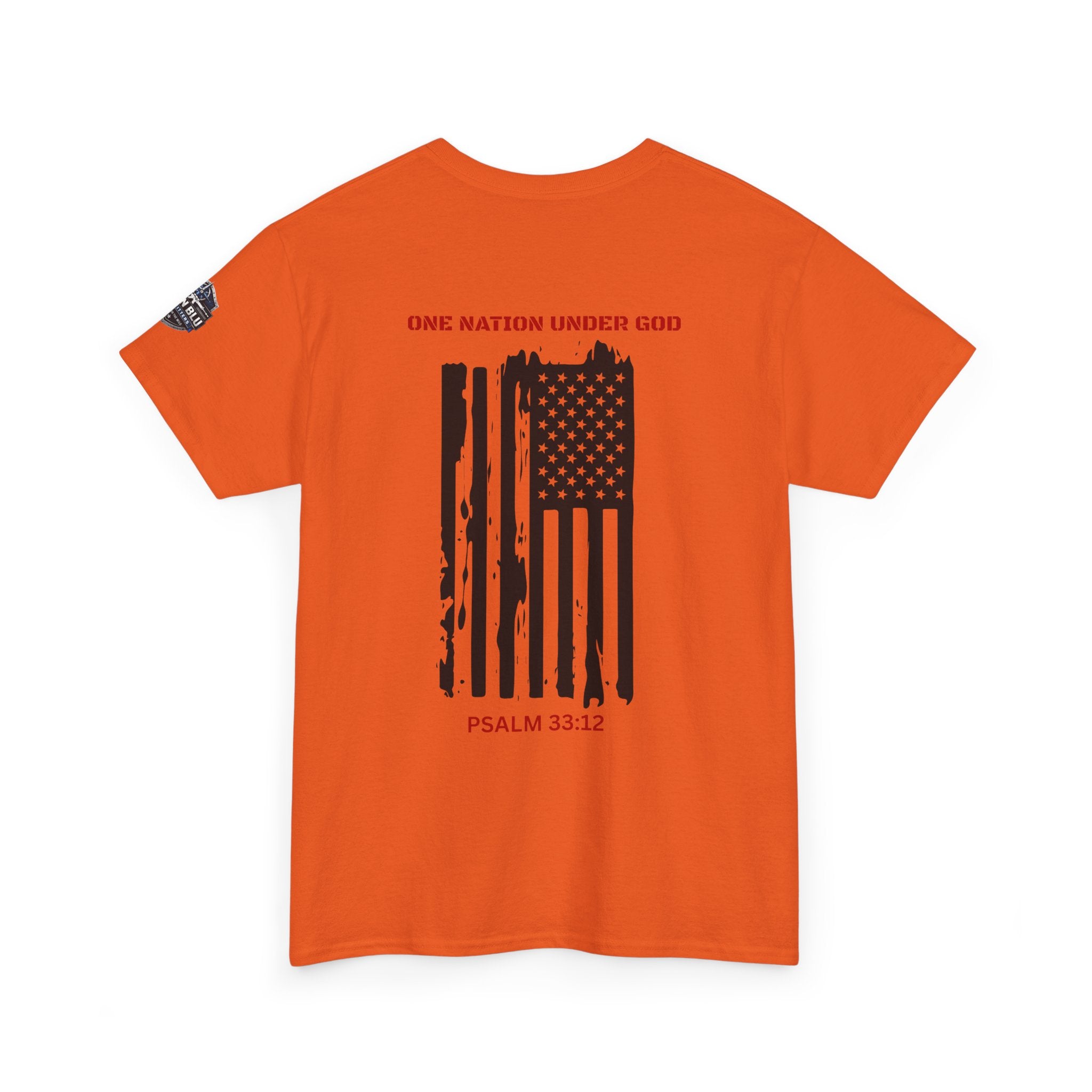 Patriotic 'One Nation Under God' Tee — Psalm 33:12 Flag T‑Shirt
