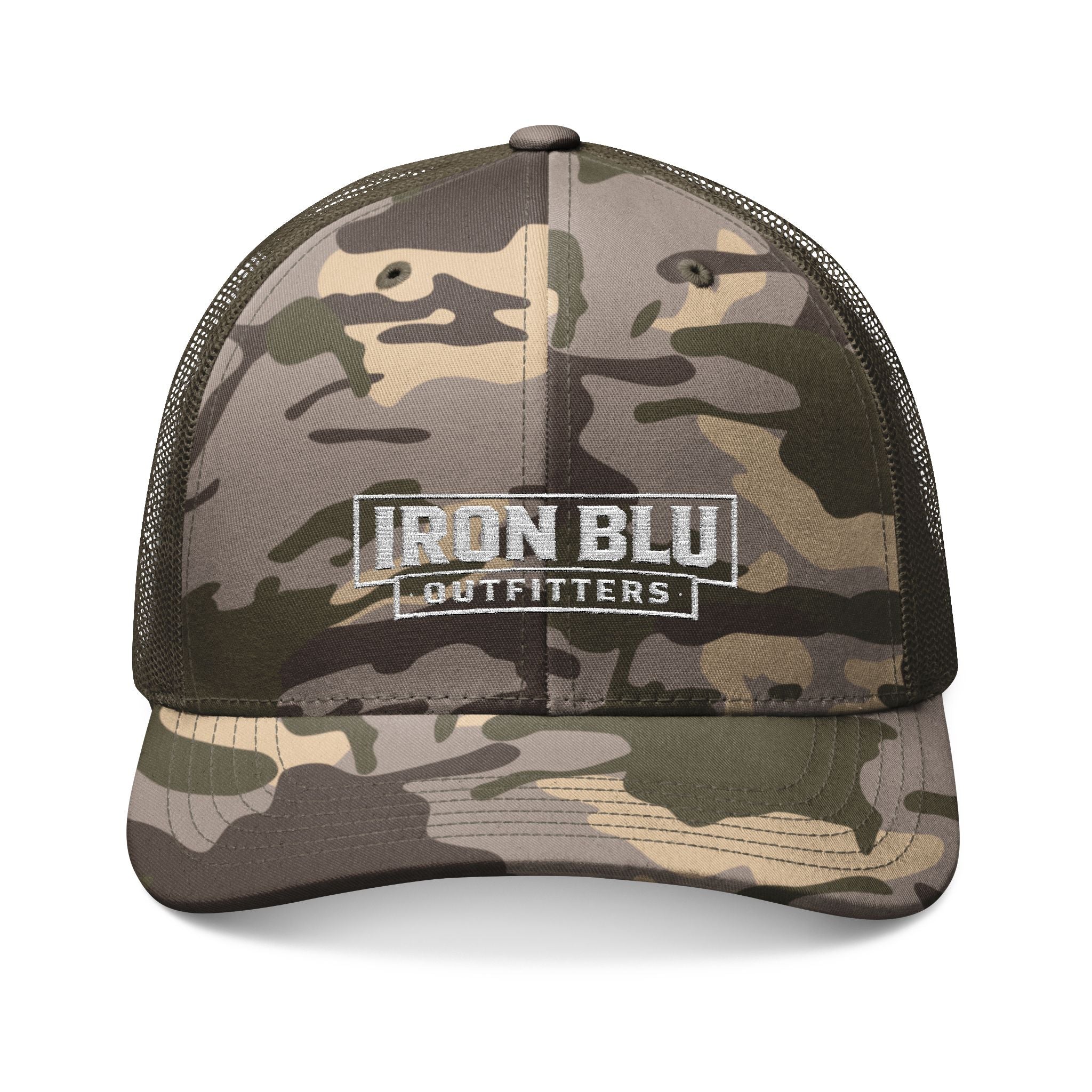 Camo Trucker Hat — Embroidered Military-Style Mesh Cap