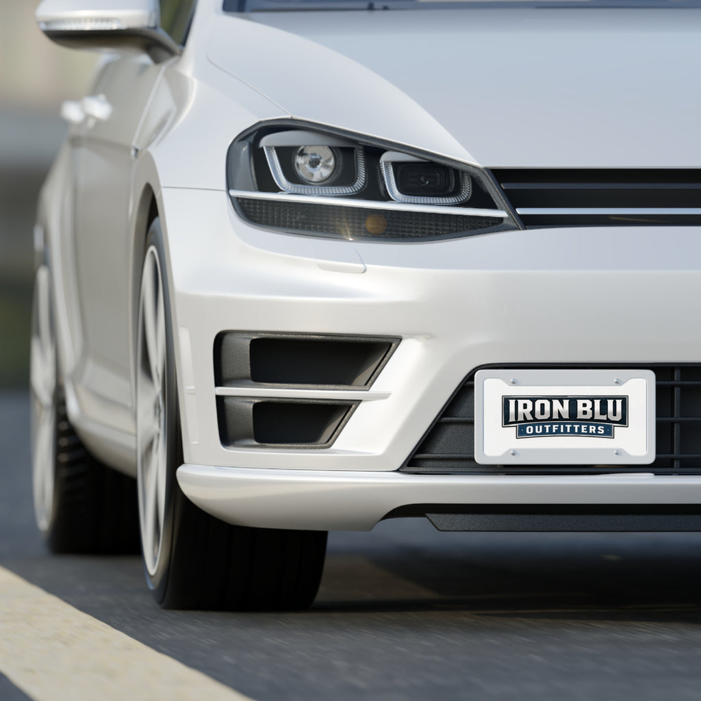 Iron Blu Outfitters Logo License Plate — Branded Decorative Front Plate