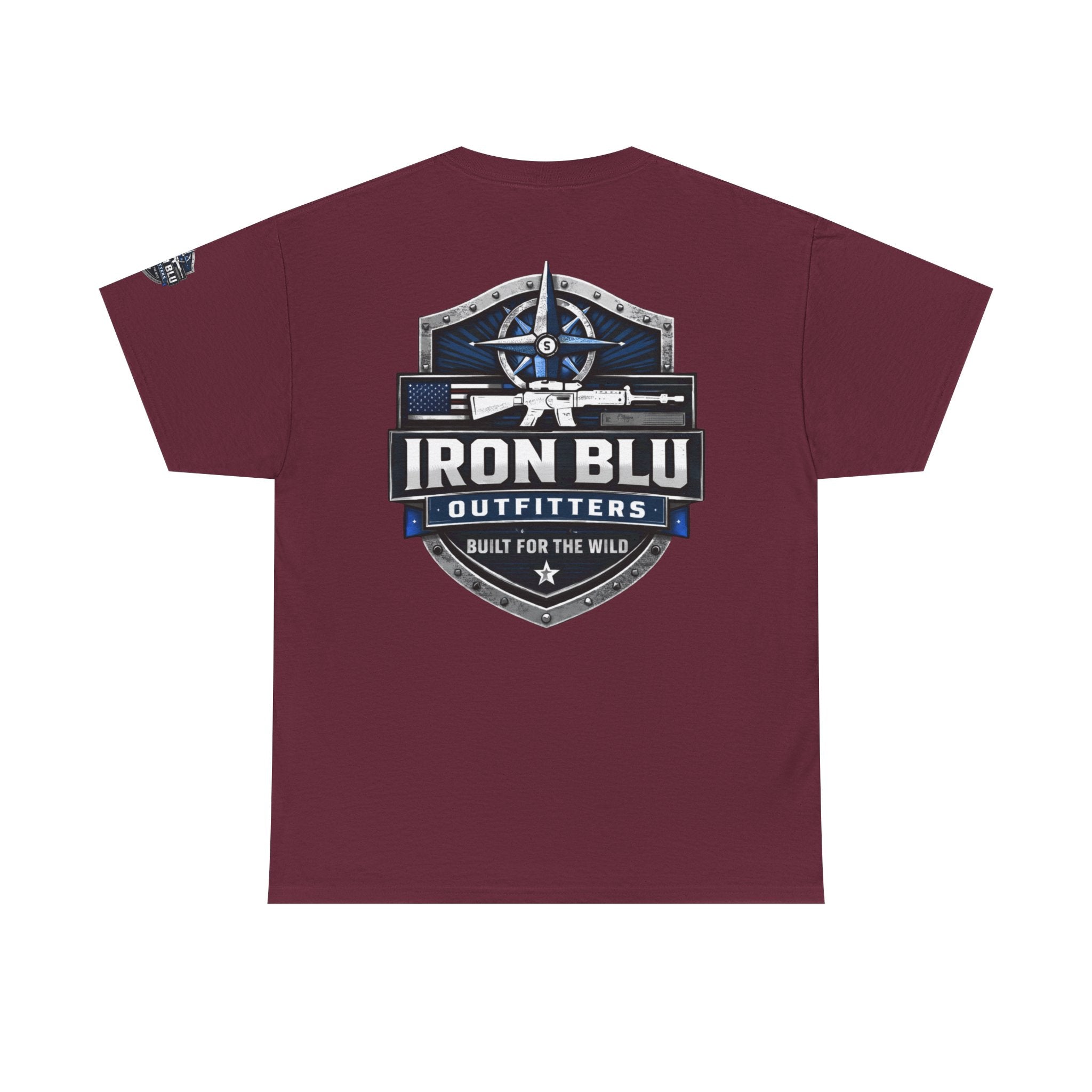 Iron Blu Outfitters T‑Shirt — 'Built for the Wild' Outdoor Logo Tee