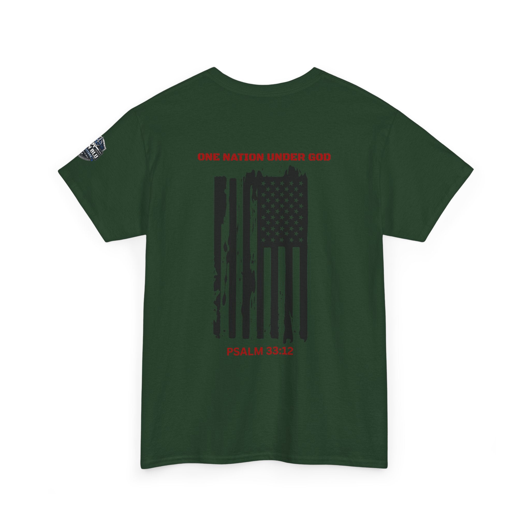 Patriotic 'One Nation Under God' Tee — Psalm 33:12 Flag T‑Shirt