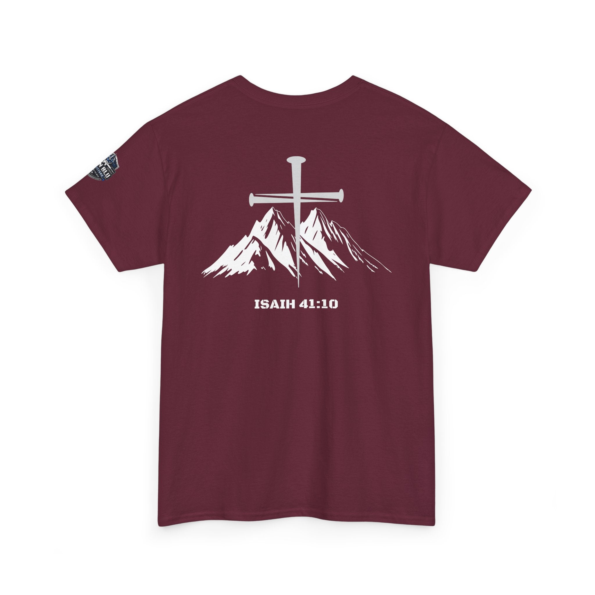 Christian Cross Mountain T-Shirt — Isaiah 41:10 Faith Tee