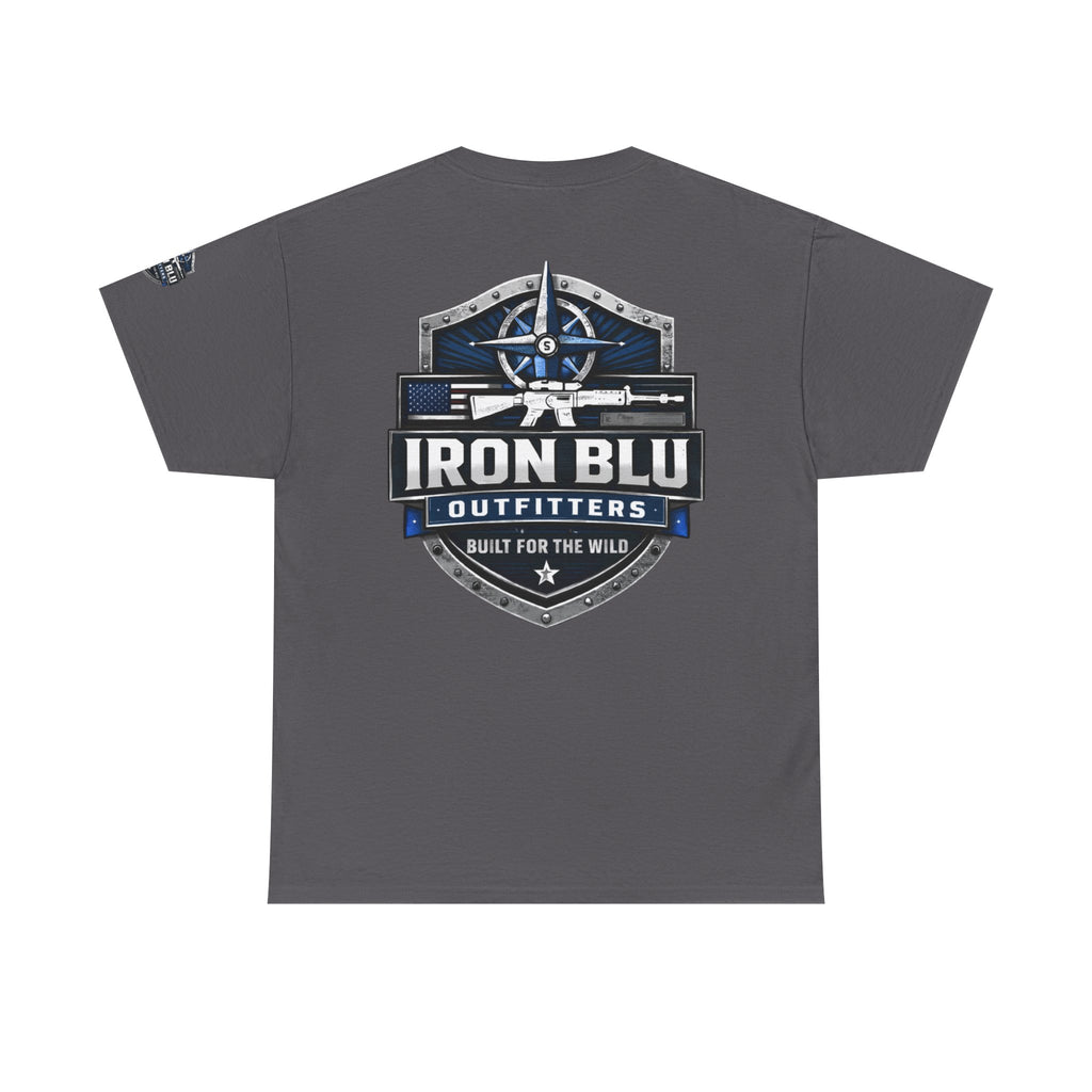 Iron Blu Outfitters T‑Shirt — 'Built for the Wild' Outdoor Logo Tee