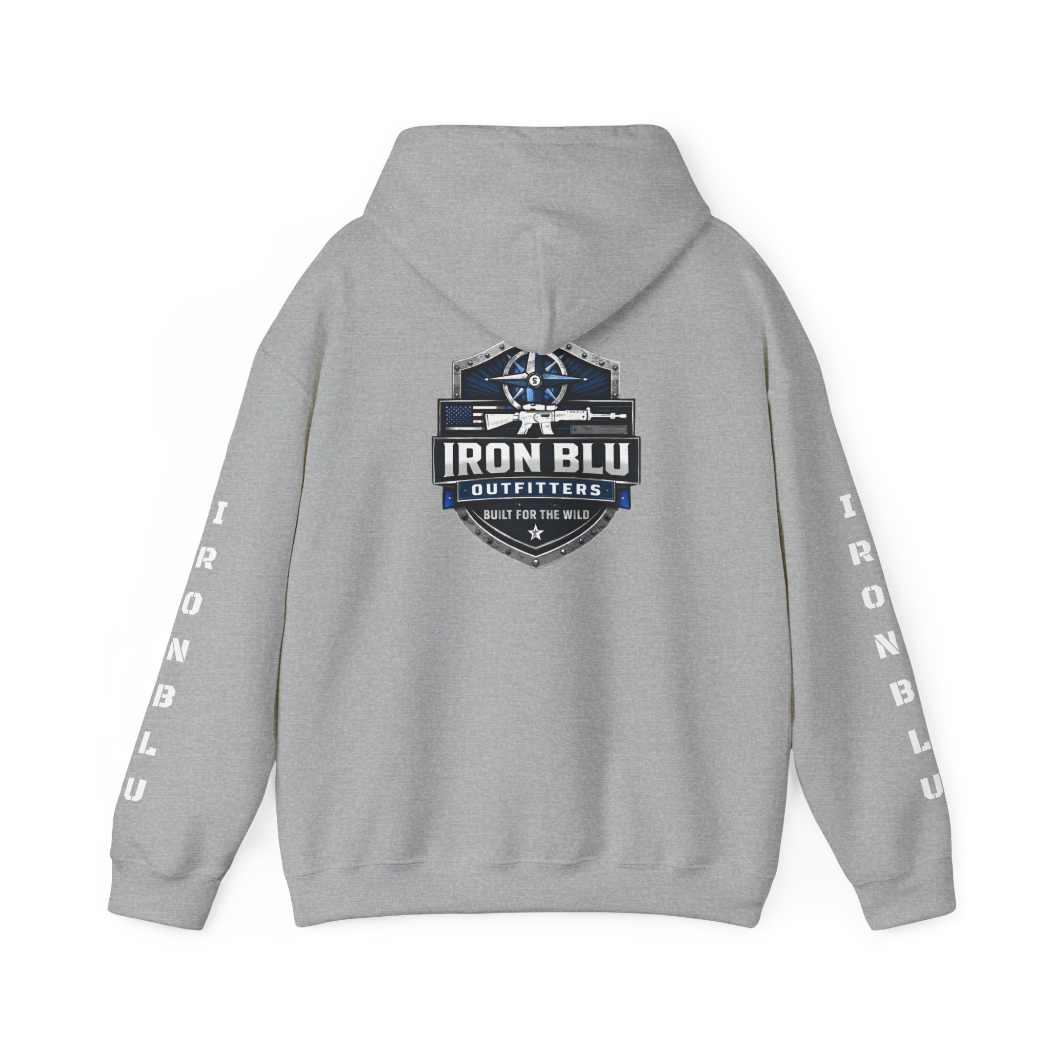 Iron Blu Outfitters Hoodie – “Built for the Wild” Outdoor Logo Pullover