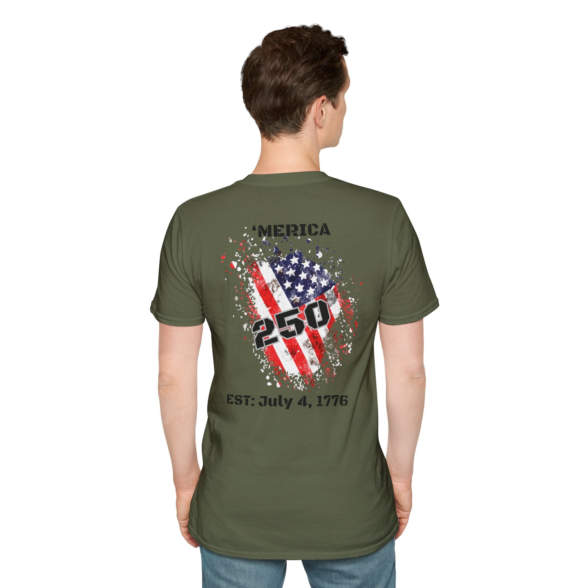 T-Shirt — 'Merica 250 Flag Graphic | EST. July 4, 1776 — Patriotic 4th of July Tee