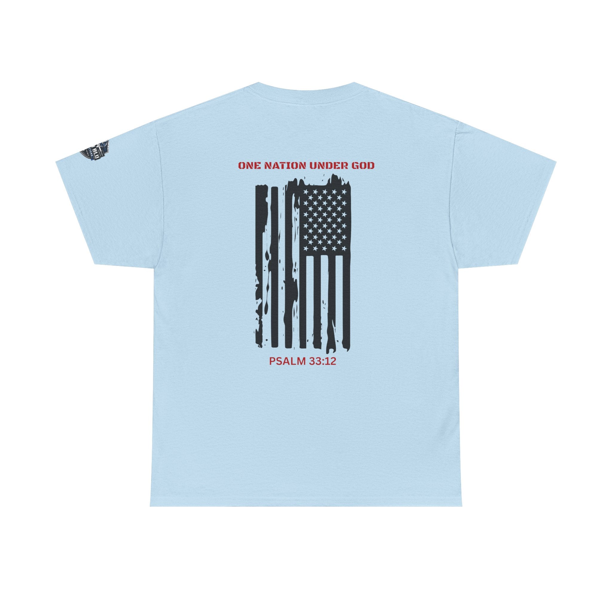 Patriotic 'One Nation Under God' Tee — Psalm 33:12 Flag T‑Shirt