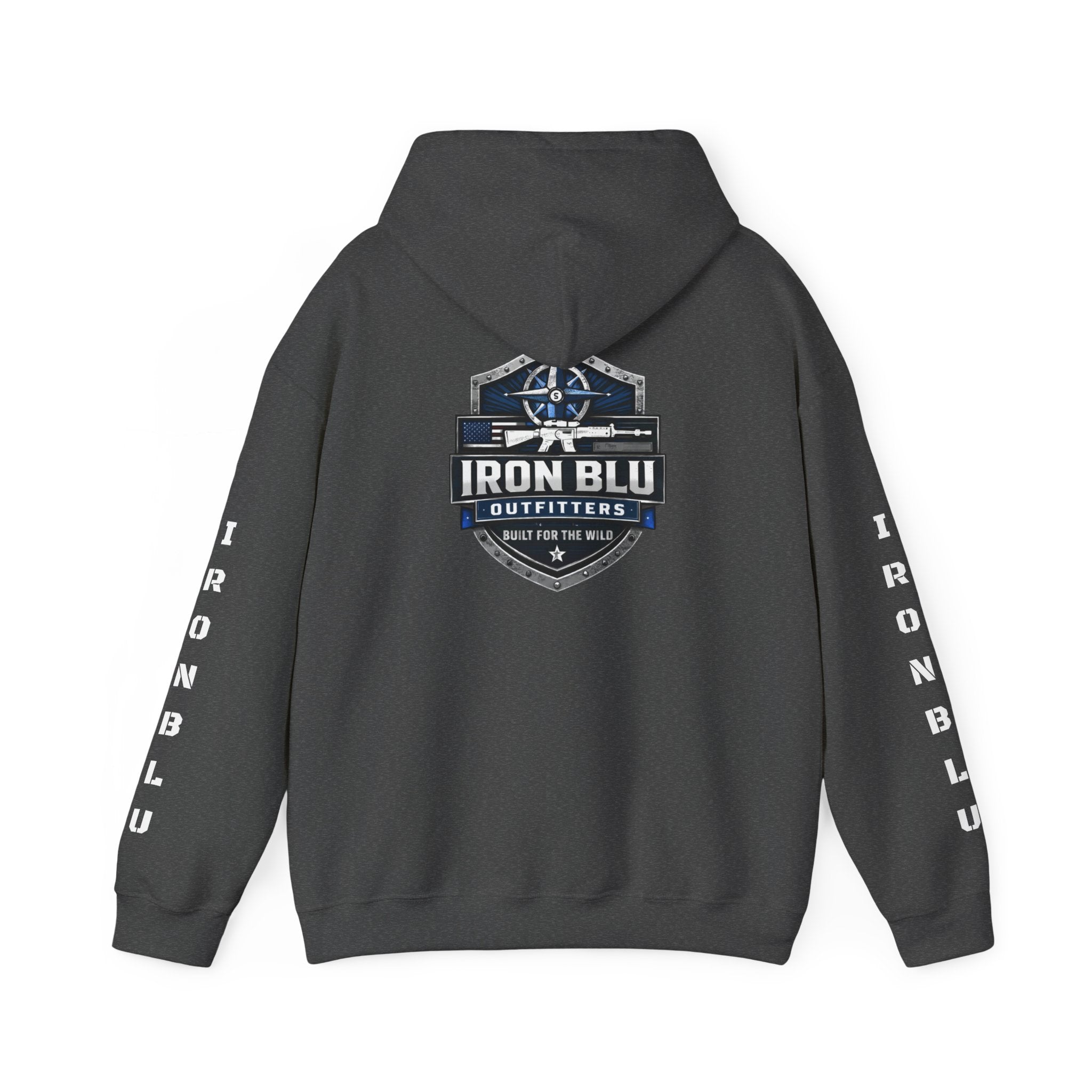 Iron Blu Outfitters Hoodie – “Built for the Wild” Outdoor Logo Pullover