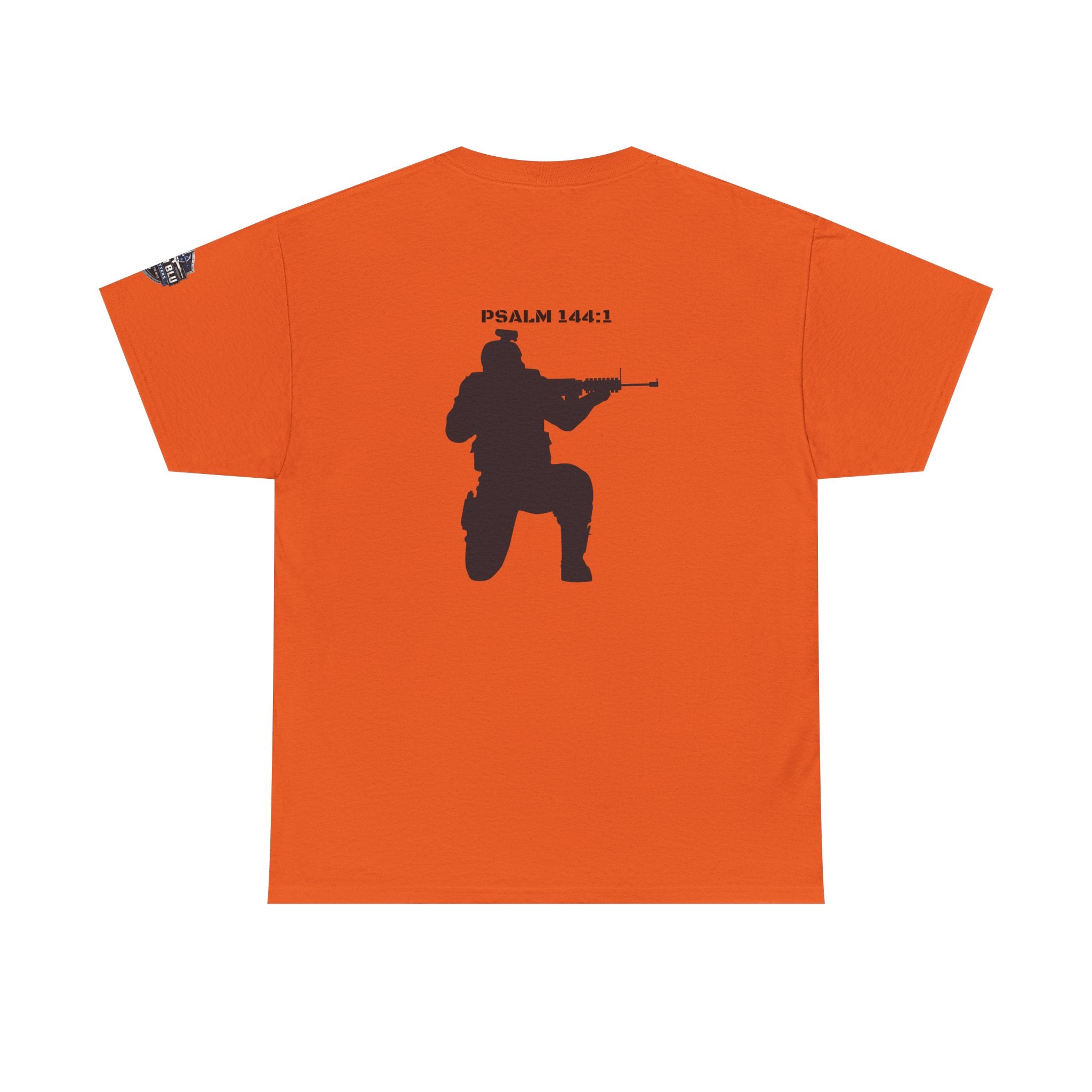 Psalm 144:1 Rifle Silhouette Tee — Military Faith Graphic T-Shirt