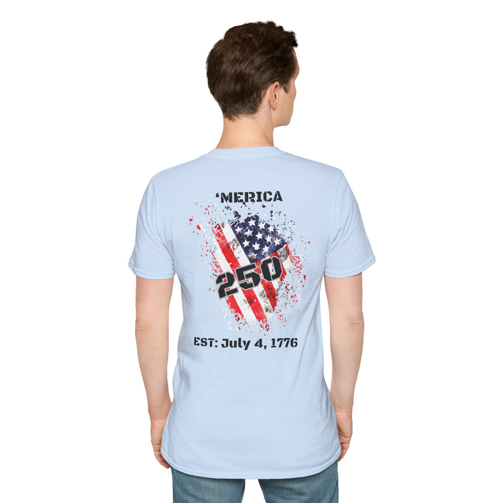 T-Shirt — 'Merica 250 Flag Graphic | EST. July 4, 1776 — Patriotic 4th of July Tee