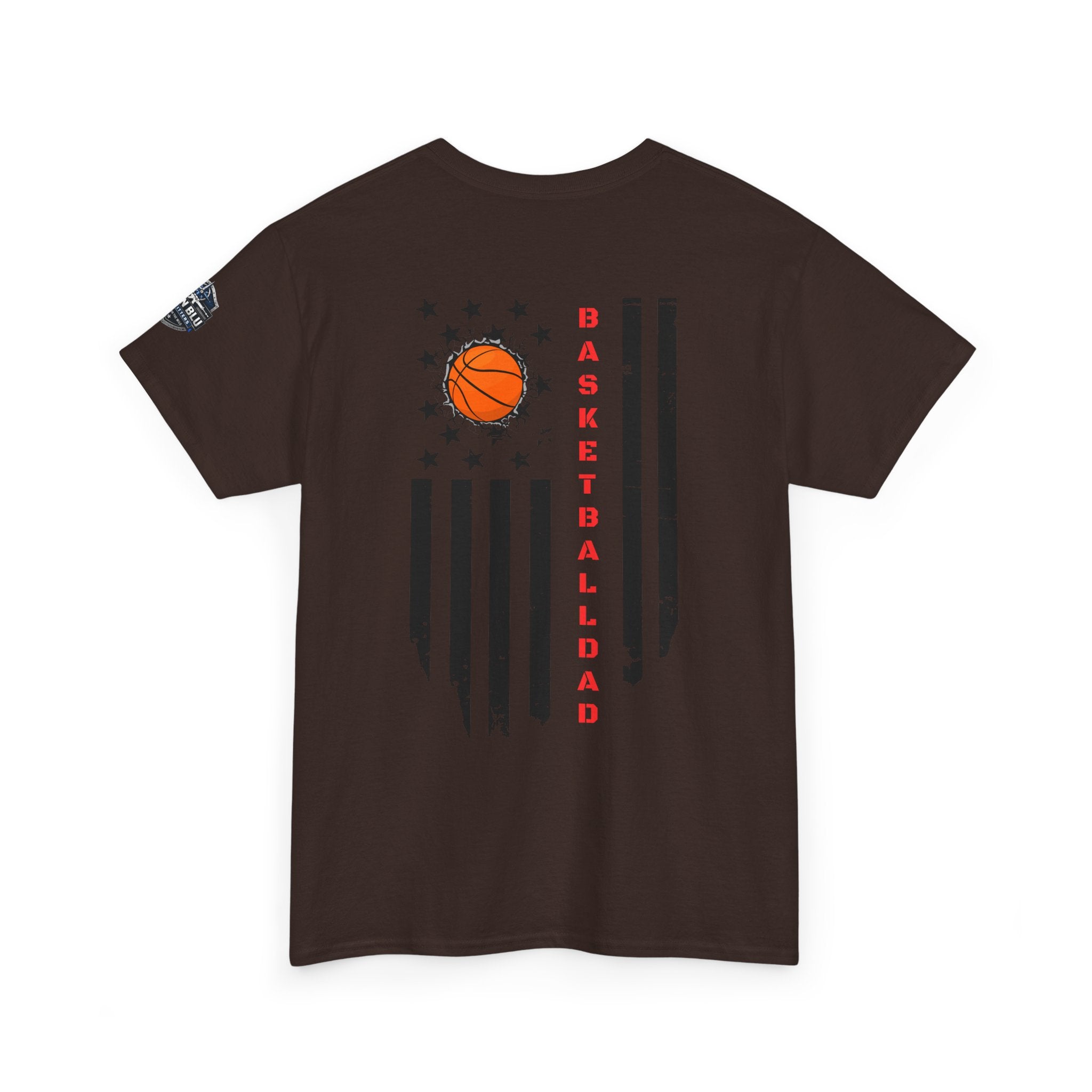 Basketball Dad T‑Shirt — Distressed Flag Design with Orange Basketball (Father’s Day Gift)