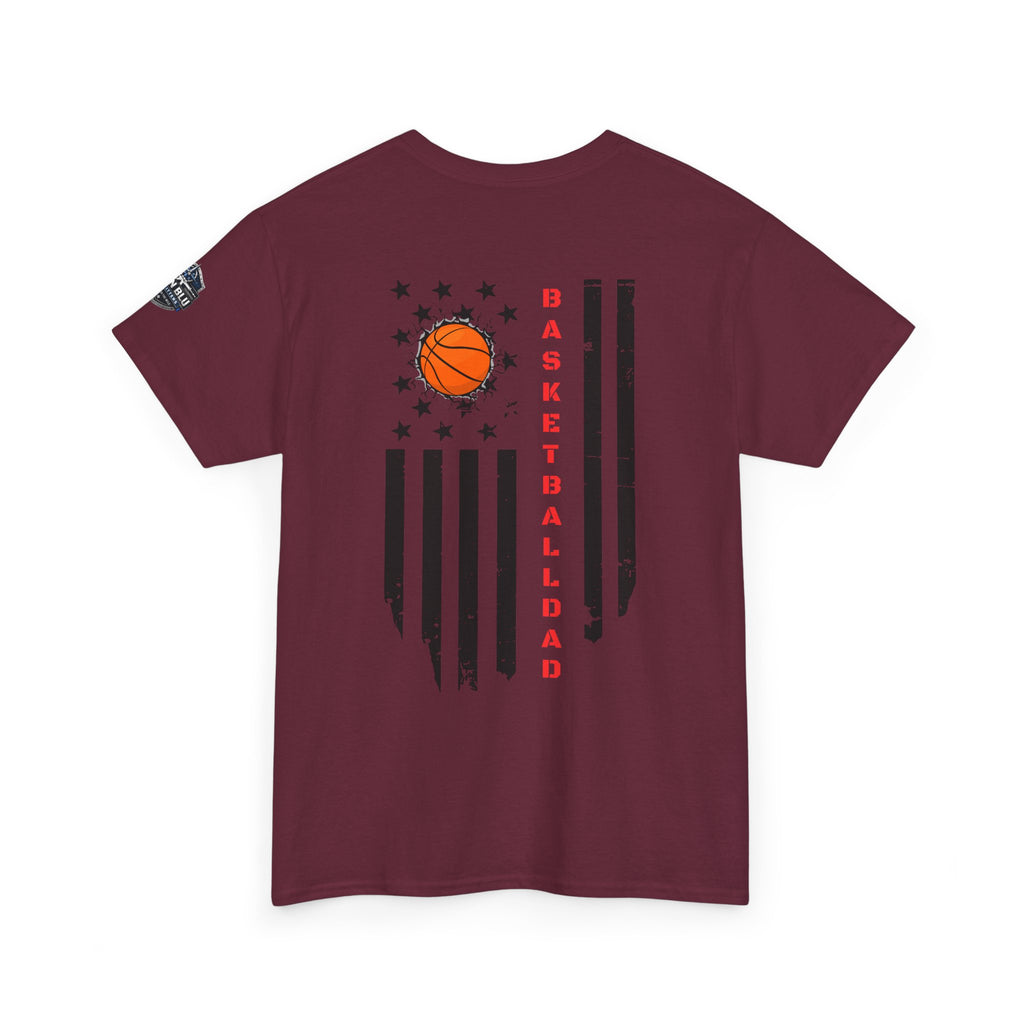 Basketball Dad T‑Shirt — Distressed Flag Design with Orange Basketball (Father’s Day Gift)