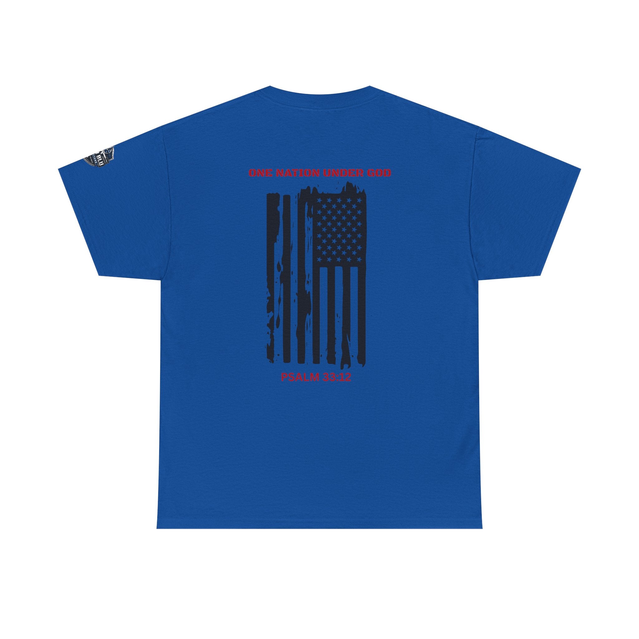 Patriotic 'One Nation Under God' Tee — Psalm 33:12 Flag T‑Shirt