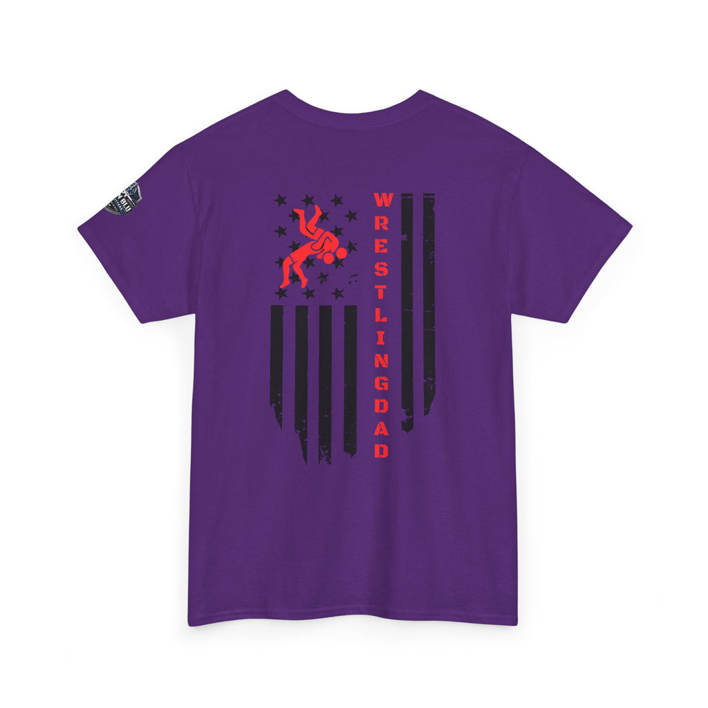 Wrestling Dad T‑Shirt — Distressed Flag Back Graphic Tee