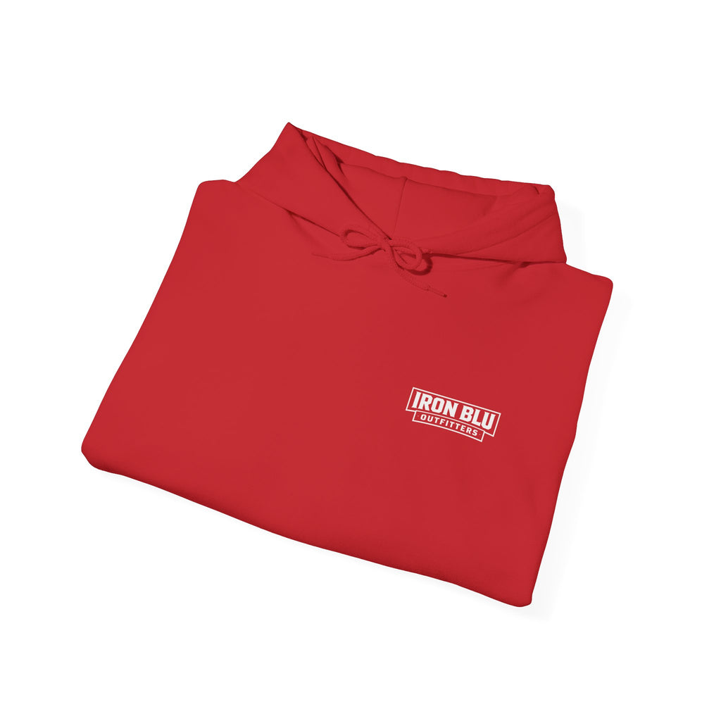 Iron Blu Outfitters Hoodie – “Built for the Wild” Outdoor Logo Pullover