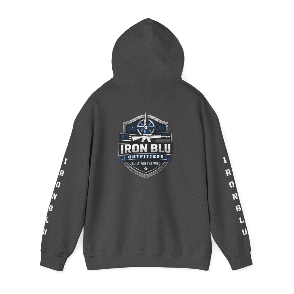 Iron Blu Outfitters Hoodie – “Built for the Wild” Outdoor Logo Pullover