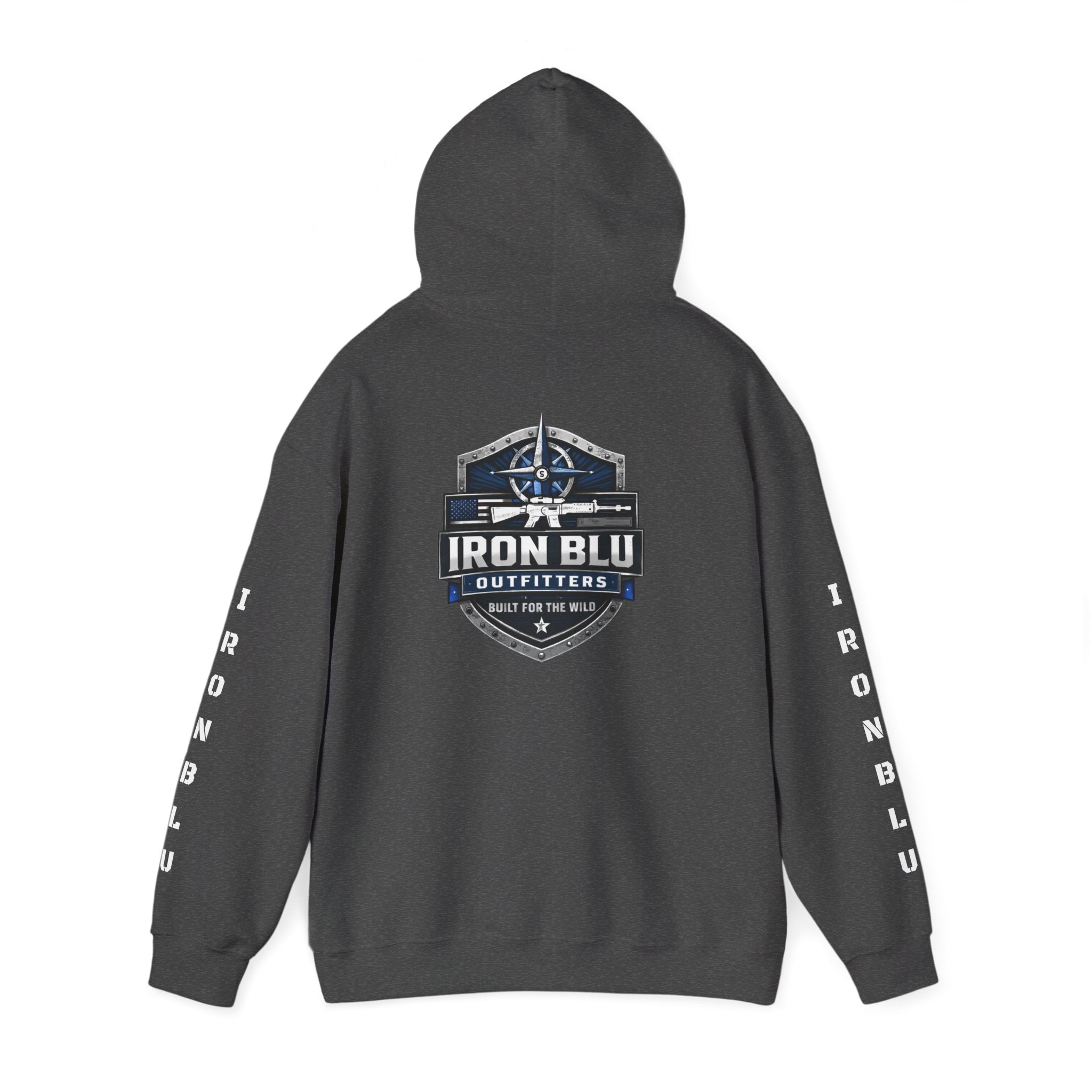 Iron Blu Outfitters Hoodie – “Built for the Wild” Outdoor Logo Pullover