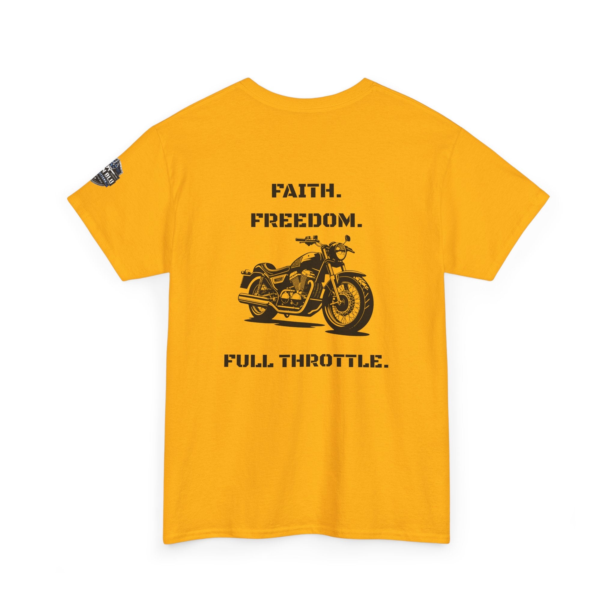 Motorcycle Tee — "Faith. Freedom. Full Throttle." Vintage Biker T-Shirt