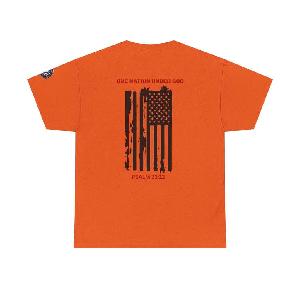 Patriotic 'One Nation Under God' Tee — Psalm 33:12 Flag T‑Shirt