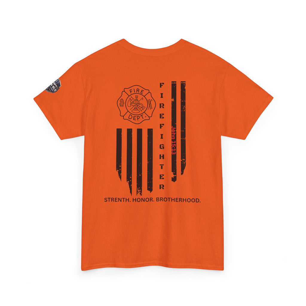 Firefighter Flag T-Shirt — Strength, Honor, Brotherhood Tee