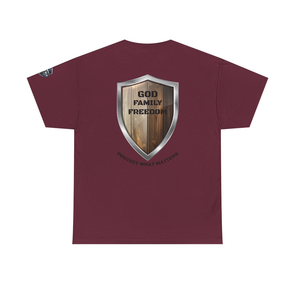 God Family Freedom Shield T‑Shirt — "Protect What Matters" Patriotic Tee