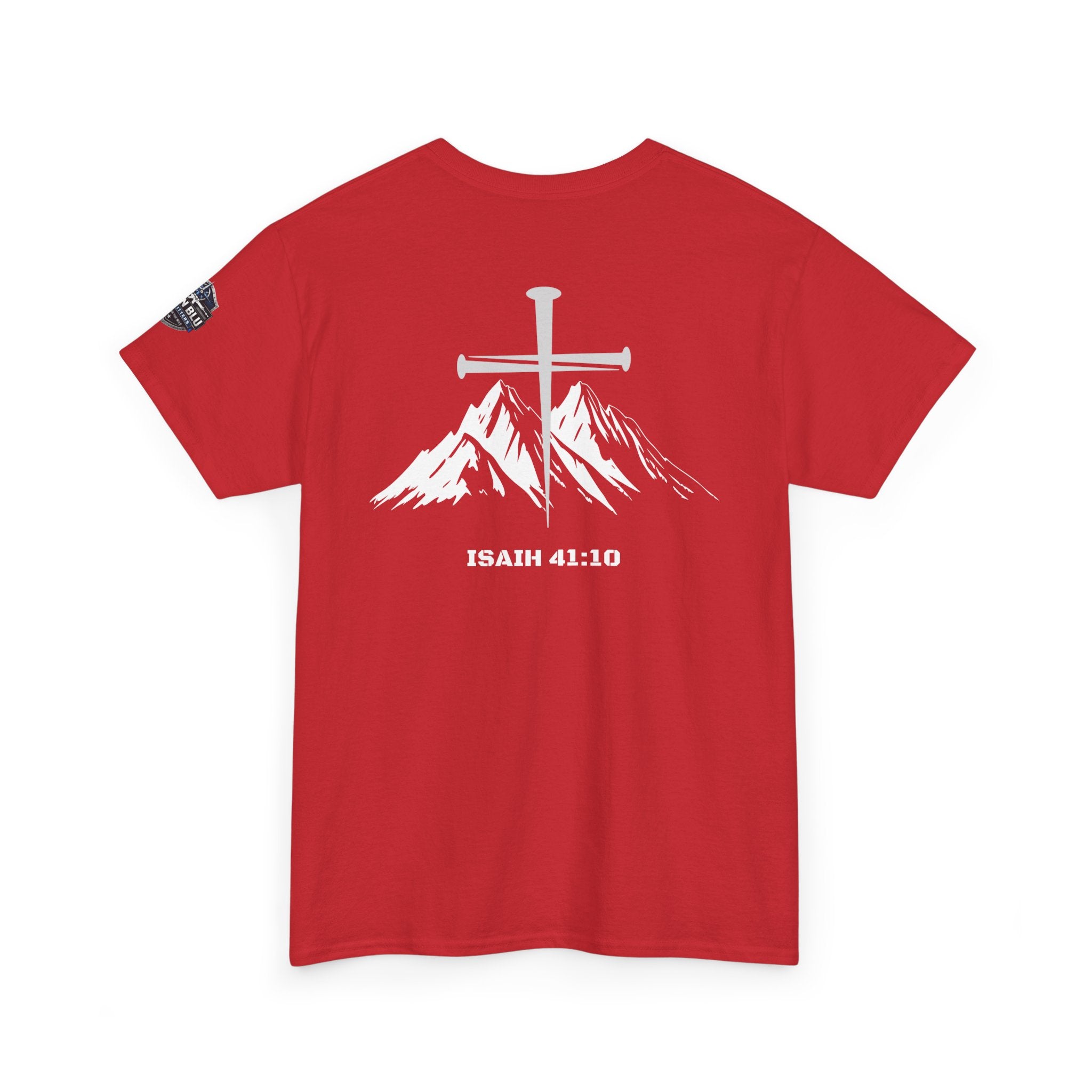 Christian Cross Mountain T-Shirt — Isaiah 41:10 Faith Tee