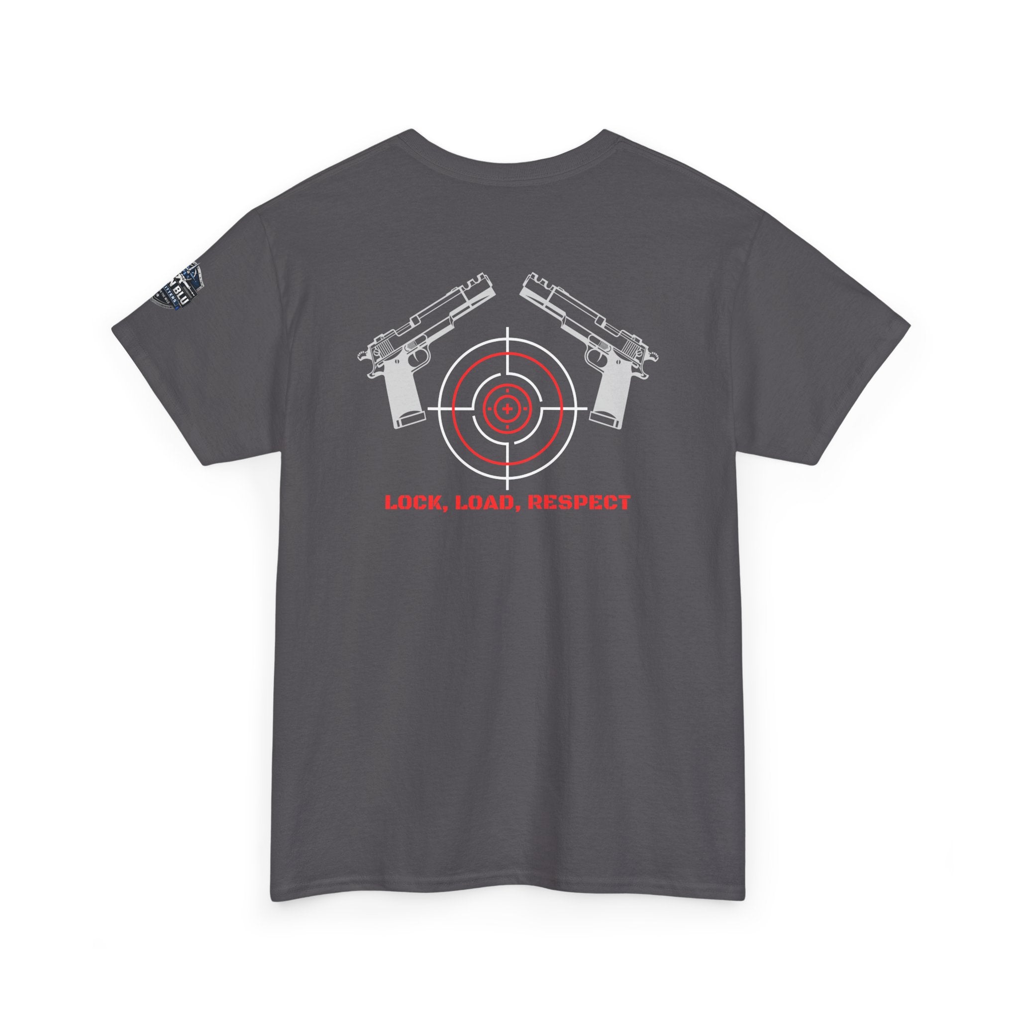 Gun Range T-Shirt — "Lock, Load, Respect" Target Graphic